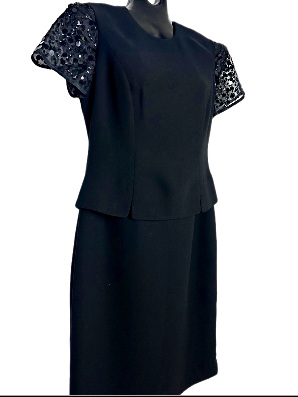Maggy London Black Sequin Sleeve Dress Top